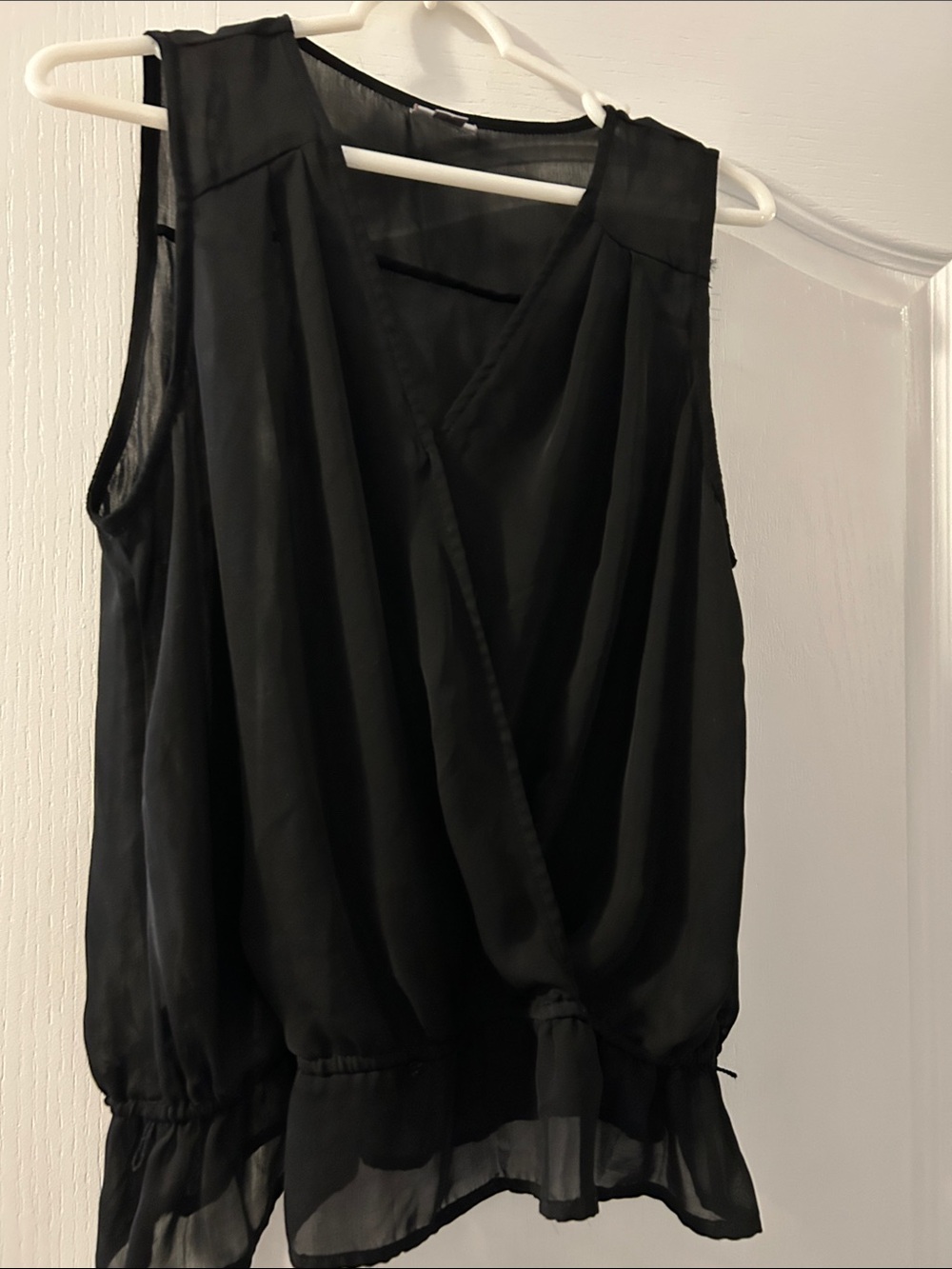 Worthington Black Sleeveless Surplice Blouse